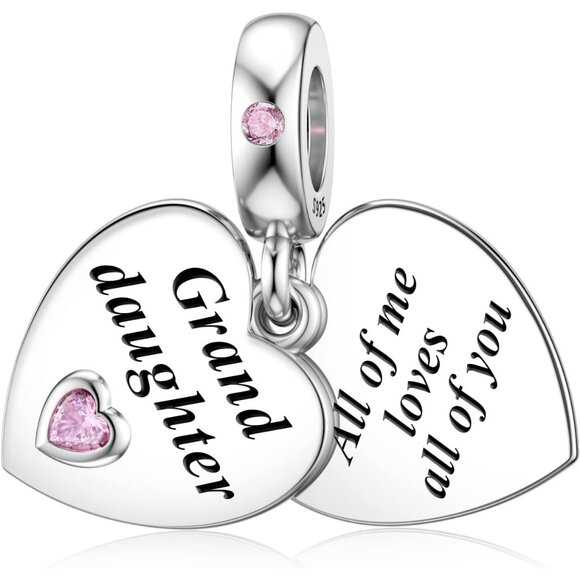 Sterling Silver Double Heart Love Charm for Women Jewelry Fit Bracelets & Neckla